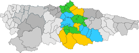 Mapa de partidos judiciales donde ejercen Argüelles Procuradores Mapa de asturias con partidos judiciales resaltados de: Avilés, Gijón, Oviedo, Siero, Langreo, Laviana, Mieres y Lena